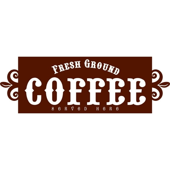 Coffee Served Here Sign Kitchen Office Design Removable Vinyl Wall Decal Peel & Stick Sticker Size : 12 X 36 Inches