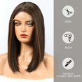 thumbnail image 2 of Pelucas cortas HAIRCUBE con encaje en la parte delantera, color marrón oscuro, para mujer, 2 of 7