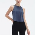 thumbnail image 4 of JGGSPWM Women's Stretch Fabric Sleeveless Crop Tank Top Keyhole Back Detail Summer Outdoor Sports Blouse Navy XL, 4 of 9
