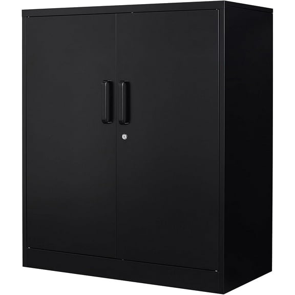 Yizosh Metal Storage Cabinet with 2 Doors and 2 Adjustable Shelves - 35.5" Garage Wall Cabinet, Locking Counter Cabinet for Home Office,Garage,Gym,School