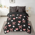 thumbnail image 3 of Manfei Girly Pink Bowknot Twin Bedding Sets 7-Piece for Girls, Kawaii Love Heart Bedding Comforter Set, Cherry Blossoms Reversible Sheet Sets, Luxury Bedroom Decor, 3 of 8