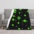 thumbnail image 2 of Green Alien Universe Wondrous Cosmos Planet and Stars Throw Blanket Gifts Soft Warm Fleece Blankets for Bed Chair Car Sofa Couch Bedroom 60 X50 Inch, 2 of 6