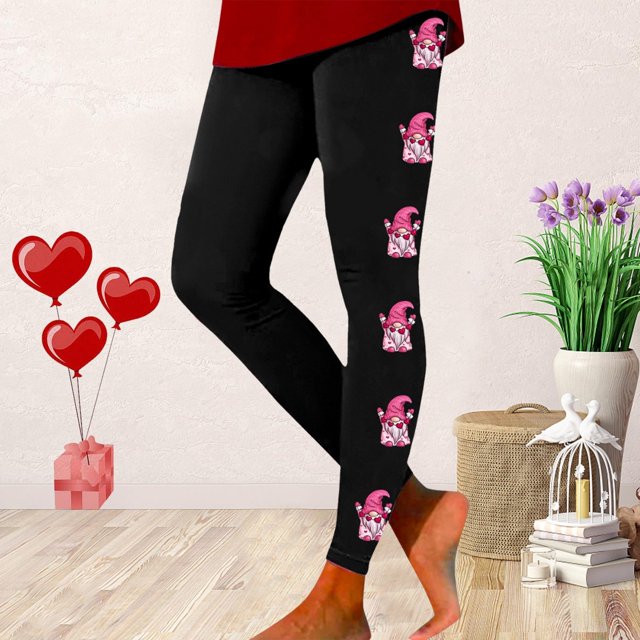 MKLEKYY Leggins deportivos mujer push up pantalones de Yoga estampados informales de San Valentín para mujer Leggings