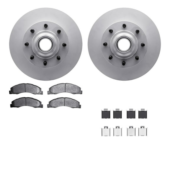 Dynamic Friction Company Front Geospec Brake Rotors with Heavy Duty Brake Pads includes Hardware 4212-99203