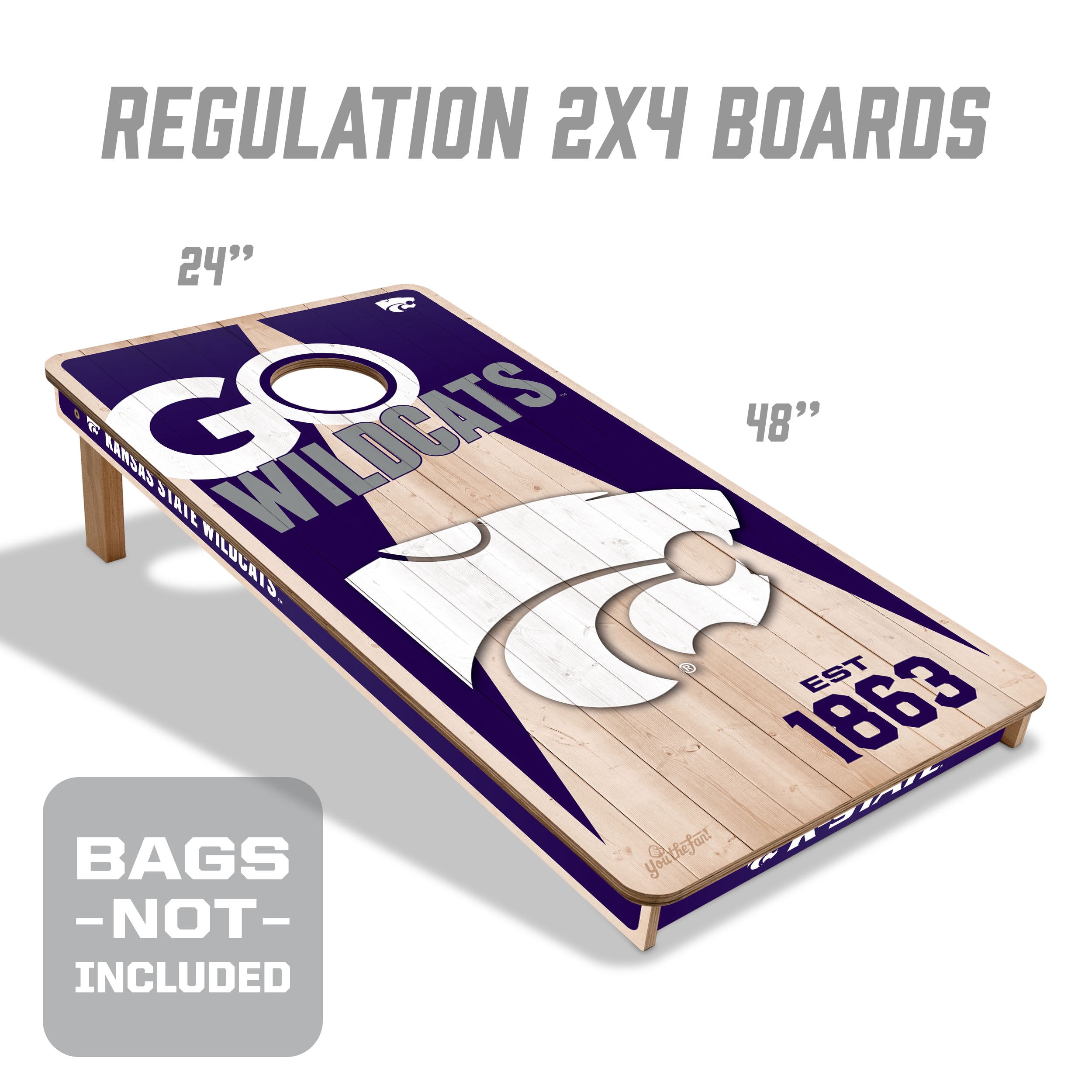 YouTheFan NCAA Kansas State Wildcats 2' x 4' Cornhole Game No Bags