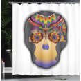 thumbnail image 4 of Ambesonne Tattoo Shower Curtain, Colored Flower Skull, 69"Wx84"L, Multicolor, 4 of 5
