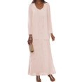 thumbnail image 1 of Vestido Clothfun para madre de la novia, cuello en V y chaqueta rosa, 20 W, 1 of 7