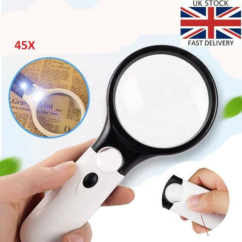 45X Handheld Magnifying Reading Glass Lens Jewelry Loupe With 3 LED Light Tools 45X Handheld Magnifying Reading Glass Lens Jewelry Loupe With 3 LED Light Tools