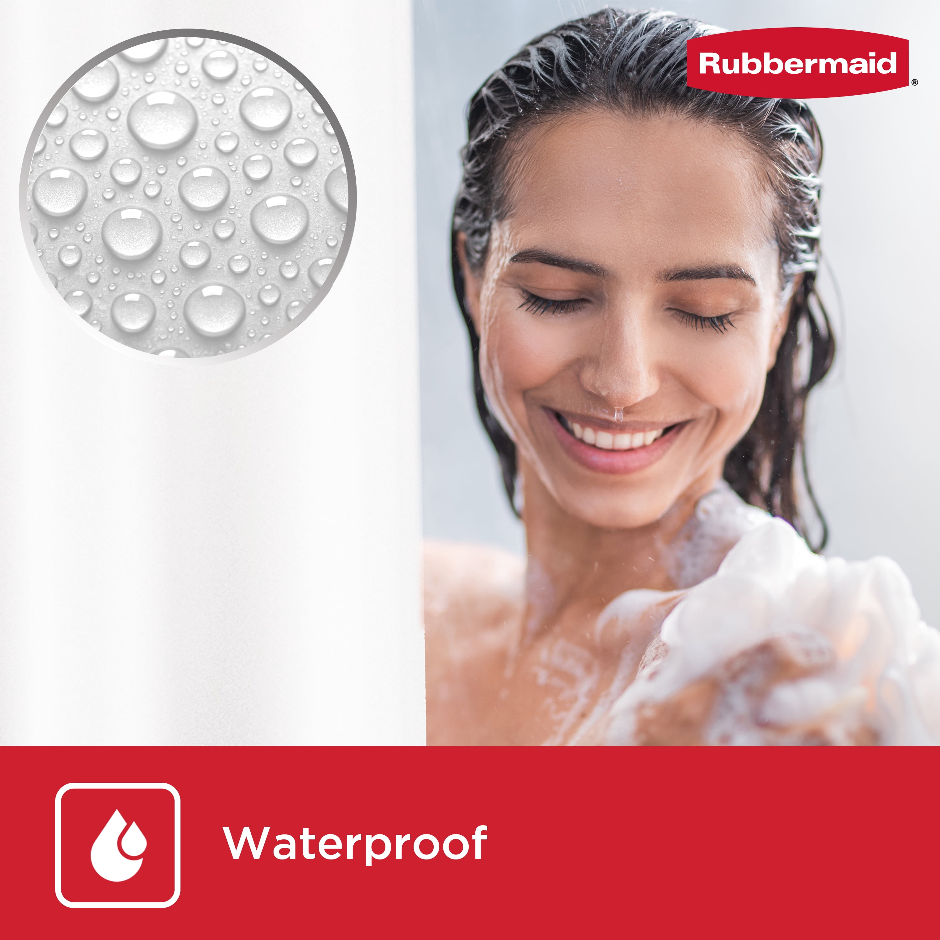 Rubbermaid White Heavyweight Waterproof PEVA Shower Curtain Liner, BPA-Free, 70 x 72 Inches