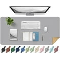 thumbnail image 1 of czcpp-Bleswin Grand Tapis de Bureau 35.4 Pouces x 17 Pouces, Cuir PU Antidérapant & Liège, Imperméable, Gris Clair, 1 of 4