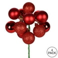 thumbnail image 2 of Vickerman 12" Red Ball Ornament Christmas Pick, 4 per set, 2 of 2