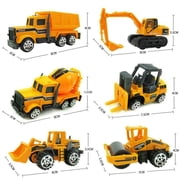6 Pcs Mini Die Cast Car Set 1/64 Scale Alloy Construction Trucks - Dump Truck, Excavator, Forklift, Road Roller, Bulldozer, Mixer Truck - Toy Cars for Kids Boys Girls Birthday Xmas Present