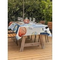 thumbnail image 3 of Outdoor Tablecloth with Umbrella Hole for Patio/Picnic/Party/Camping, Blue Plaid Sports Waterproof Table Cloth Rectangle Table Cover Washable, Classic Sports Athletic Botanical (52"x 70"), 3 of 9