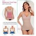 thumbnail image 4 of MANIFIQUE Women's Solid V-Neck Tummy Control Compression Camisole Top & Shapewear, Beige, 1-Pack, 4 of 7