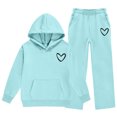 thumbnail image 5 of ITSAME Girls Fleece-Lined Hooded Sweatshirt and Wide Leg Pants Set 2-Piece Heart Print Casual Warm Outfit Size 13, 5 of 6