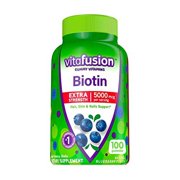 vitafusion Extra Strength Biotin Gummy Vitamins, Blueberry Flavored Biotin Vitamins for Hair, Skin and Nails, 100 Count