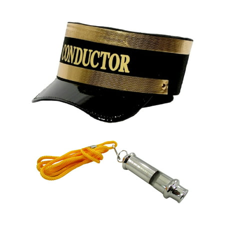 Train Engineer Conductor Hat Plus Whistle Fancy Holiday Costume Accessory