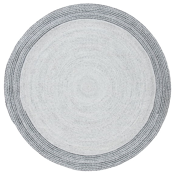 SAFAVIEH Cape Cod Kebo Geometric Polyester Area Rug, Grey/Charcoal, 6' x 6' Round
