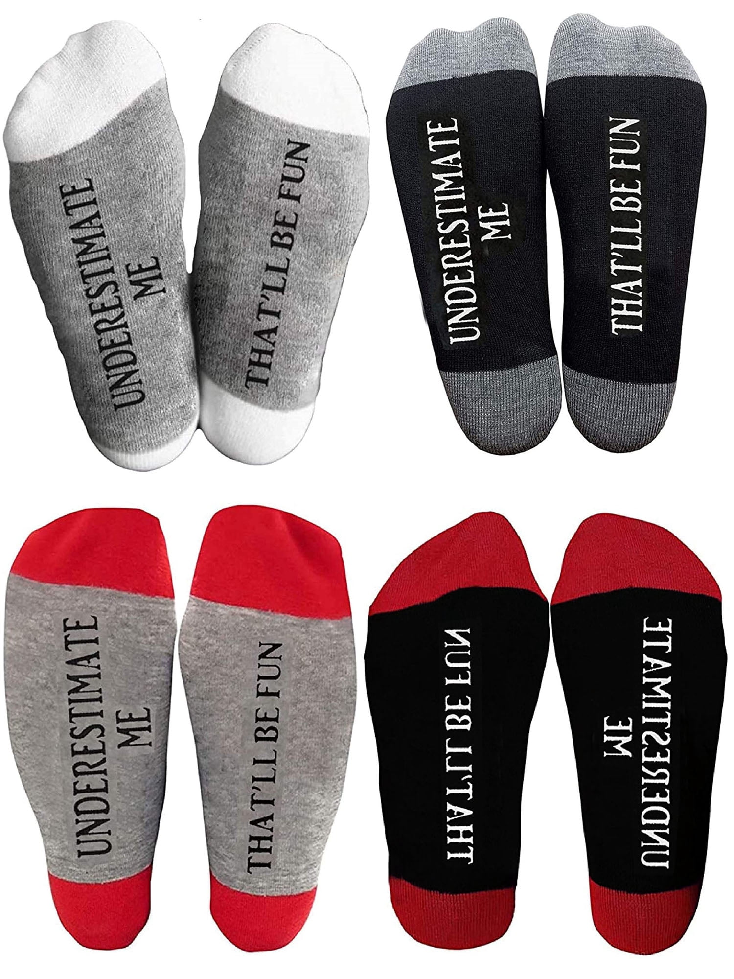 Aunavey 4 Pair Middle Finger 2020 Sucks Funny Socks Women Men Unisex Christmas Novelty Socks