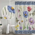 thumbnail image 5 of Blue Wildflowers Shower Curtain, Waterproof Shower Curtains for Bathroom, Farmhouse Country Spring Butterfly Floral Washable Fabric Bathtub Curtain Set Bath Decor with 12 Hooks 48"x72", 5 of 8