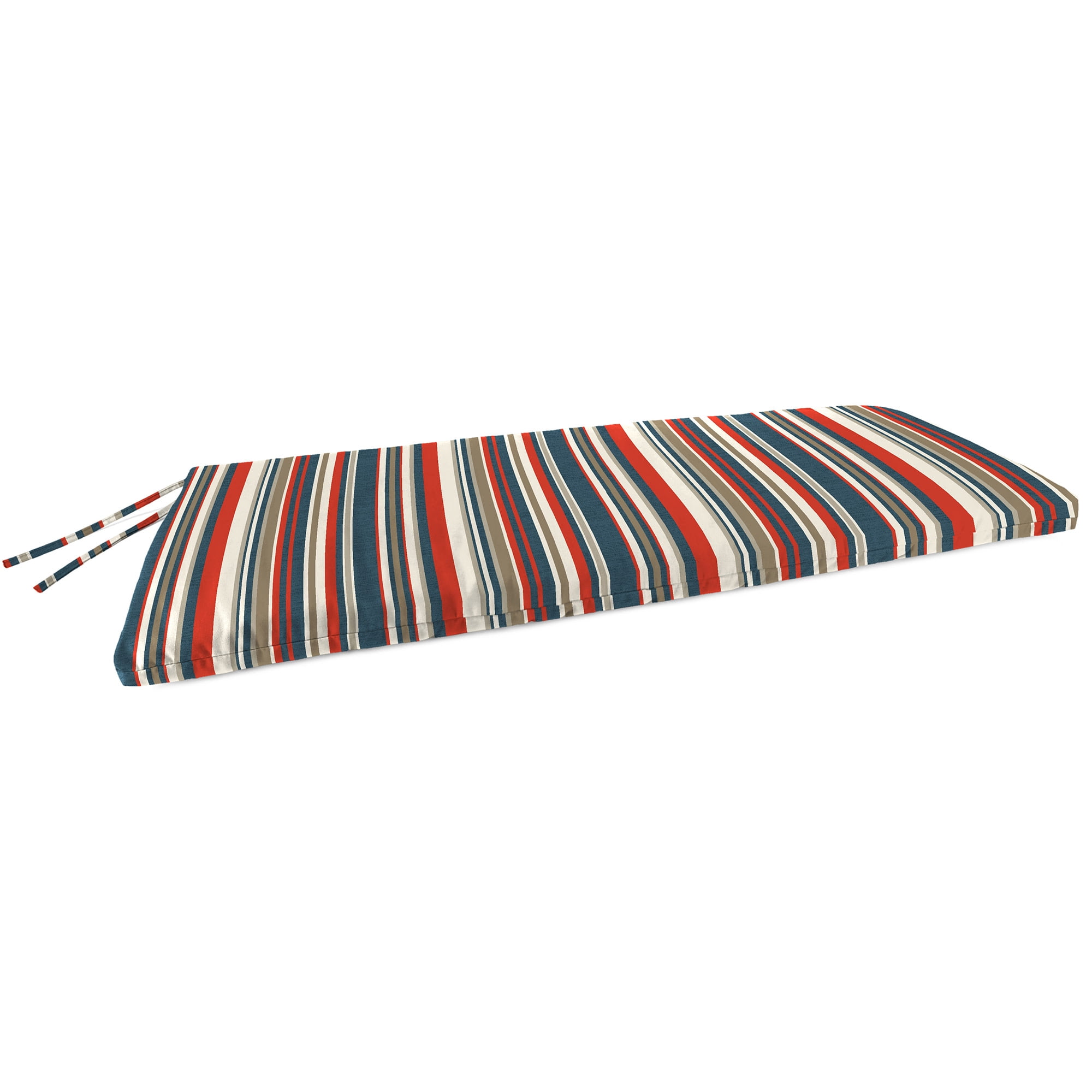 Jordan Manufacturing 47" x 16" Cambridge Red Stripe Rectangular Outdoor Settee Swing Bench Cushion with Ties