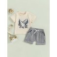 thumbnail image 3 of Toddler Baby Boy Summer Outfits 6 12 18 24 Months 2T 3T 4T Duck Print Round Neck Short Sleeve Tops with Solid Shorts Clothes Set, 3 of 9