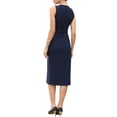 thumbnail image 3 of INSPIRE CHIC Double Breasted Work Dress for Women's Sleeveless Business Crewneck Formal Belted Pencil Dress XS Dark Blue, 3 of 6