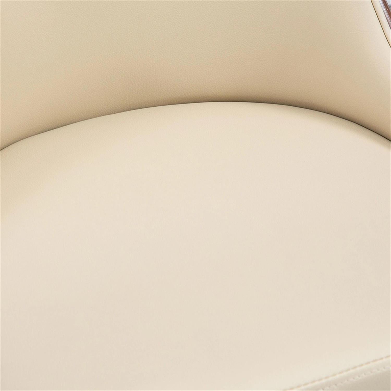 Demi Bonn Modern PU Leather Swivel Bar Stool Set of 4, Cushioned Bar Height Stool with Tufted Back and Solid Wood Legs for Kitchen, Dinning Room, Beige