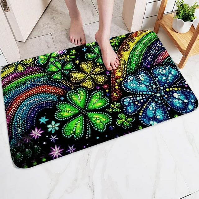 Clearance!Mode Green Shamrock Welcome St. Patrick's Day Doormat, Welcome St. Patrick's Day Door Mat Spring Home Decor Low-Profile Switch Rug Door Mat Floor Mat for Indoor Outdoor