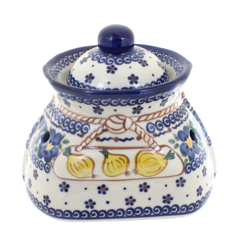Blue Rose Polish Pottery Spring Blossom Small Garlic Keeper Walmart