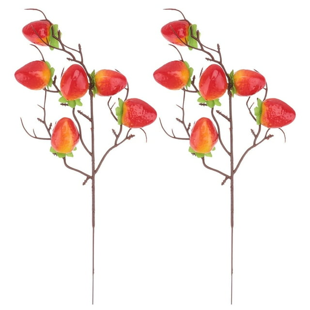 MesaSe 2pcs Simulation Strawberry Picks Artificial Fruit Adornment Home Improvement