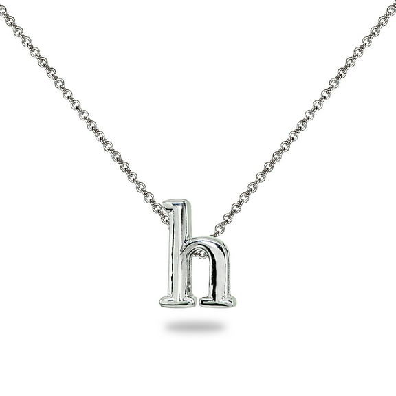 Sterling Silver H Letter Initial Alphabet 925 Silver Necklace, 15 inches with extender