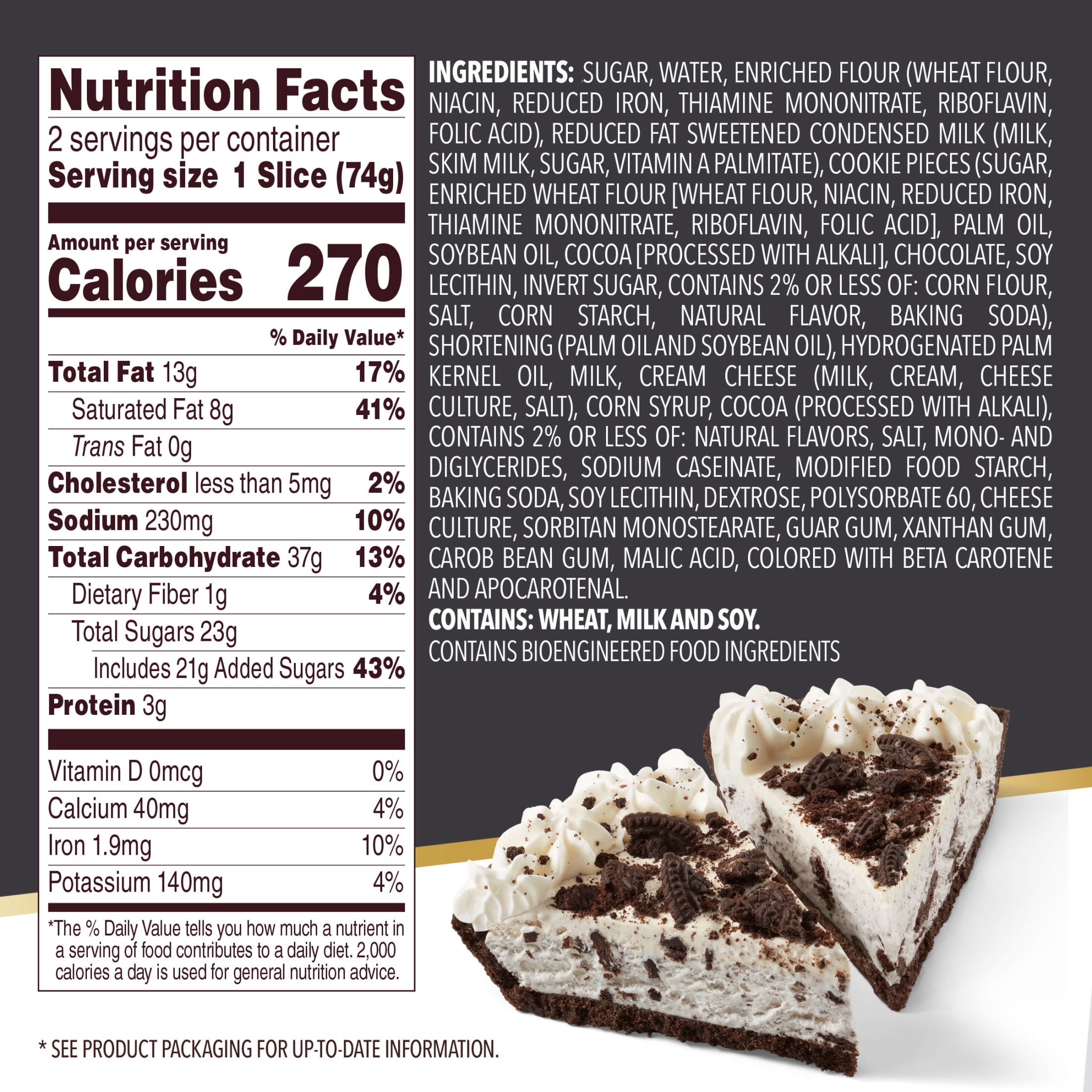 Edwards Singles Desserts Frozen Cookies & Crème Pie, 5.2 oz 2 Pack