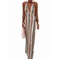 thumbnail image 3 of Women'S V-Neck Crochet Backless Maxi Dress Flattering Party Dress Summer Beach Gown Flower Color S, 3 of 9