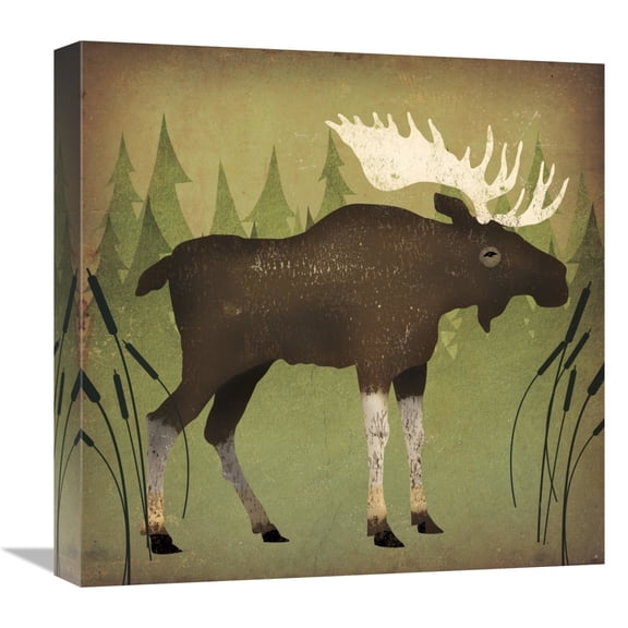 Global Gallery's 'Take a Hike Moose no Words' By Ryan Fowler Stretched Canvas Wall Art