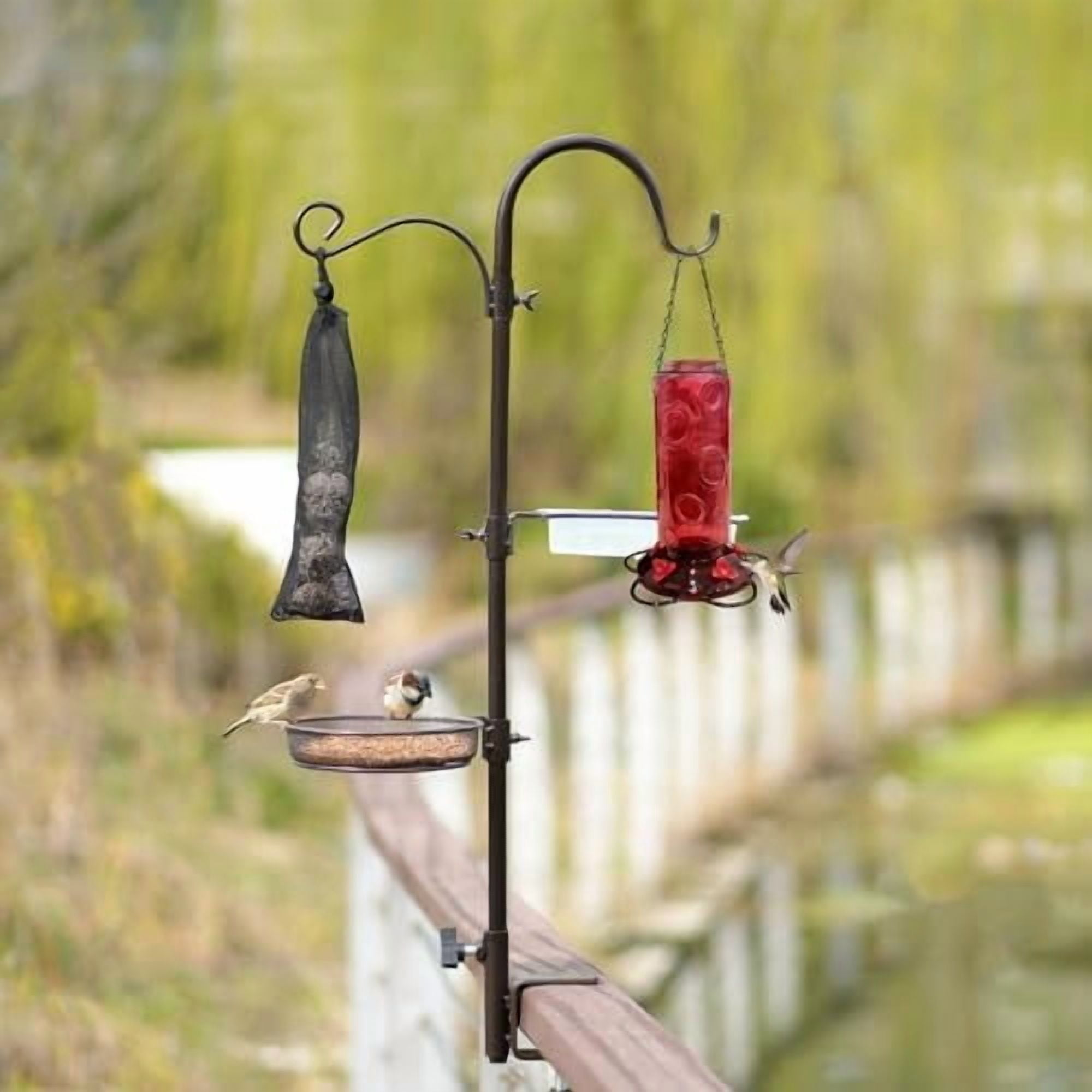 Deck Hook Bird Feeder Pole Bird Feeder Porch Multi Hook Bird Feeding Station Kit Multi Feeder Hanging Kit Premium Bird Bath for Attracting Wild Birds Bird Feeder Planter Hanger
