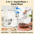 thumbnail image 5 of Stand Mixer with Auto Rotating Bowl, 4.8QT Tilt-Head Electric Food Mixer, 5-Speed Kitchen Appliance with Beaters & Dough Hooks for Daily Baking, White, 5 of 7
