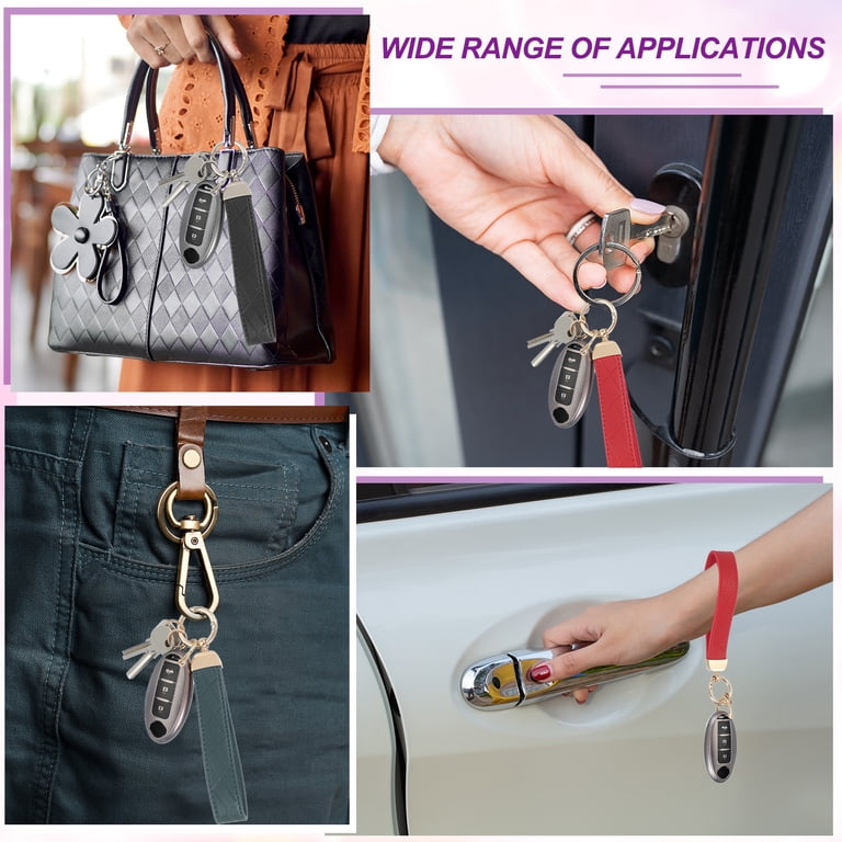 Leather Wristlet Keychain Car Key Chain Wristlet, 7