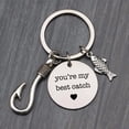 thumbnail image 5 of 2pcs Simple Stainless Steel You're My Best Catch Letters Fish Fishhook Pendant Keychain for Women Men Punk Keyring, 5 of 5