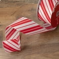 thumbnail image 2 of Northlight Red and White Striped Christmas Wired Craft Ribbon 2.5" x 16 Yards, 2 of 3