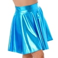 thumbnail image 4 of Alvivi Women's Glossy Metallic Flared Pleated A-Line Mini Skater Skirt Dance Wear Holographic Skirts Blue A S, 4 of 6
