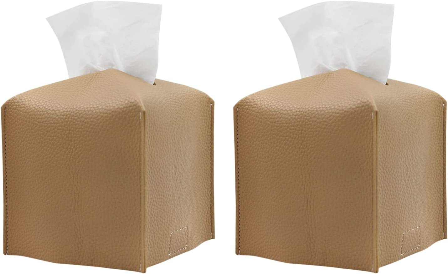 Tissue Box Cover, Modern PU Leather Square Tissue Box Holder for