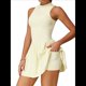 thumbnail image 2 of Vestido de Golf y Tenis para Mujer con Sujetador Incorporado, Pantalones Cortos con Cremallera, Corte Entallado, Falda Deportiva con Bolsillos Amarillo M, 2 of 10