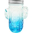 thumbnail image 1 of 14 oz Colorful Cactus Glass Mason Jar – Mix & Match 6 Vibrant Colors, Large & Durable! (Blue), 1 of 6