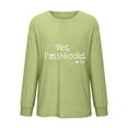 thumbnail image 4 of Royisotas Letter Print Tops Women Long Sleeve Green Casual Fall Shirts Loose Fit Crew Neck Womens Tshirts, 4 of 4
