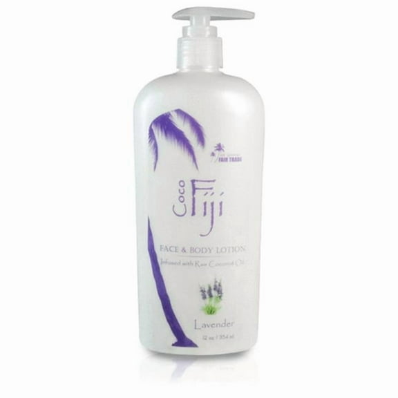 Coco Fiji  12 oz Infused Face & Body Lotion with Raw Coconut Oil, Lavender