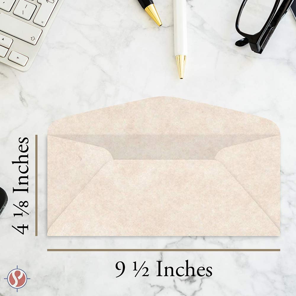 Premium Parchment #10 Business Envelopes - for Invitations, Greetings, Holiday, Office, Invoices, Letters, Mailings| 4 1/8 x 9 1/2 Inches | 500 Per Pack (Natural Cream)