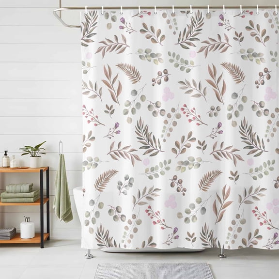 Shower Curtain Leaves Berry Shower Curtains for Bathroom Decor, Waterproof Polyester Shower Curtain Set with Hooks, Extra Long 72" x 84" Eucalyptus Leaves Plant
