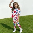 thumbnail image 3 of CCRFTGI 250&nbsp;Anniversary Usa Summer Outfits for Kids Girls Size 8 Patriotic American Flag Stars Short Sleeve Tee and Silm Long Pants Freedom Summer Outfits for Girls Multicolor 3-4 Years, 3 of 5