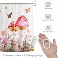 thumbnail image 4 of Pink Mushroom Shower Curtain for Bathroom, Retro Flowers Butterfly Moon Watercolor Waterproof Cloth Fabric Bathroom Accessories Set with 12 Rust Proof Plastic Hooks, 72"x72", 4 of 9